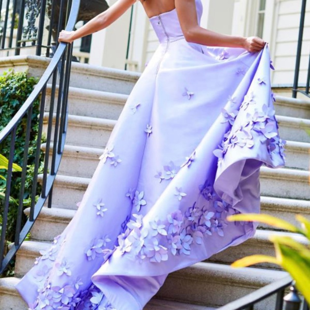 Sherri Hill Lilac Floral Ball Gown 52581 - Picture 3 of 13